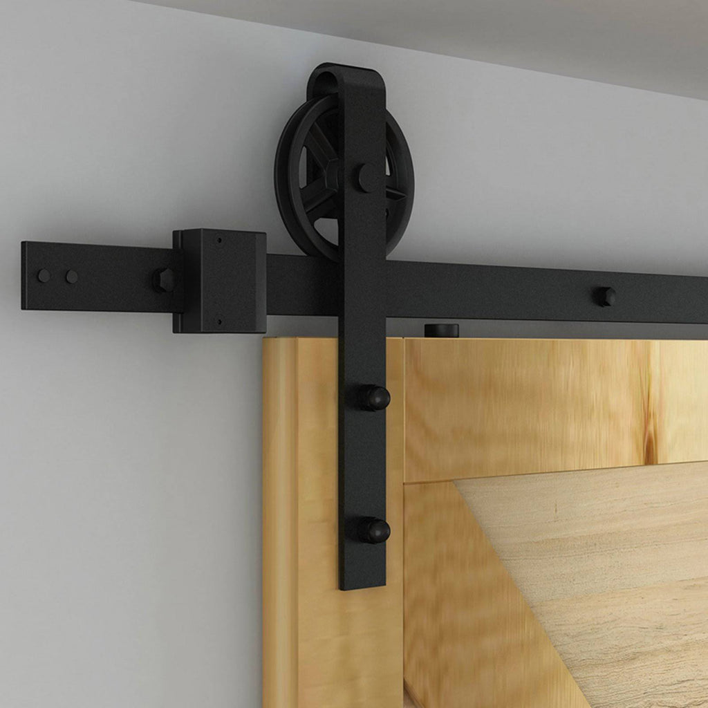 Black Rolling Barn Door Hardware Kit Rail I25379
