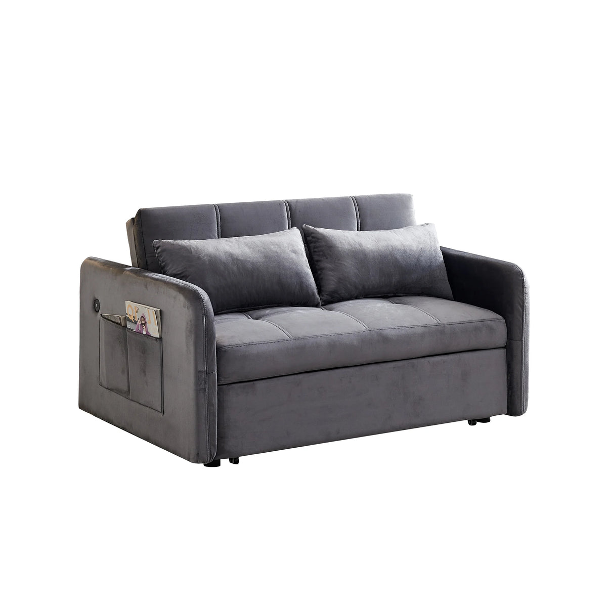 Velvet Pull Out Convertible Sofa Bed S8691