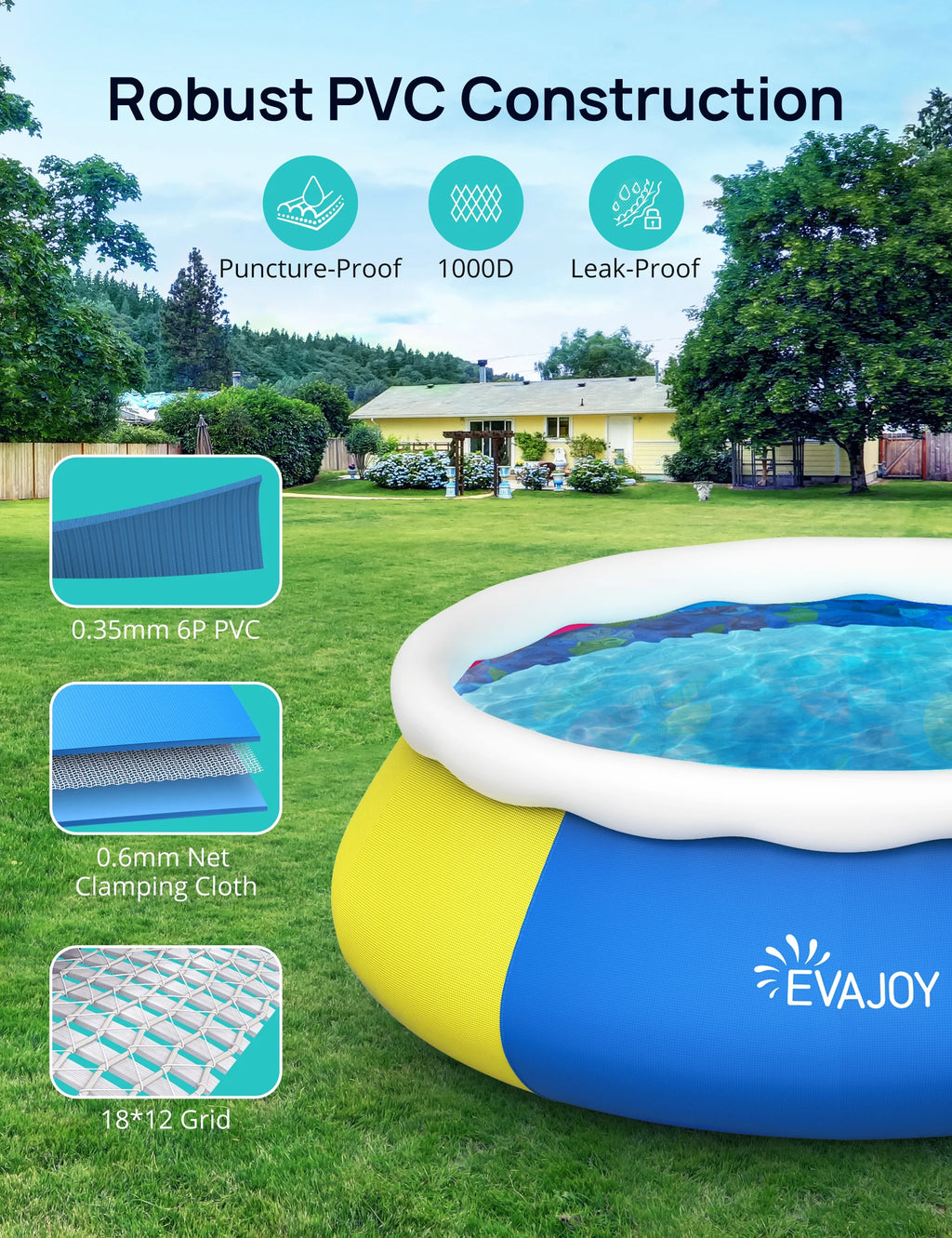 15ft 35in Above Ground Pool with Filter Pump, Ground Cloth and Cover V74276
