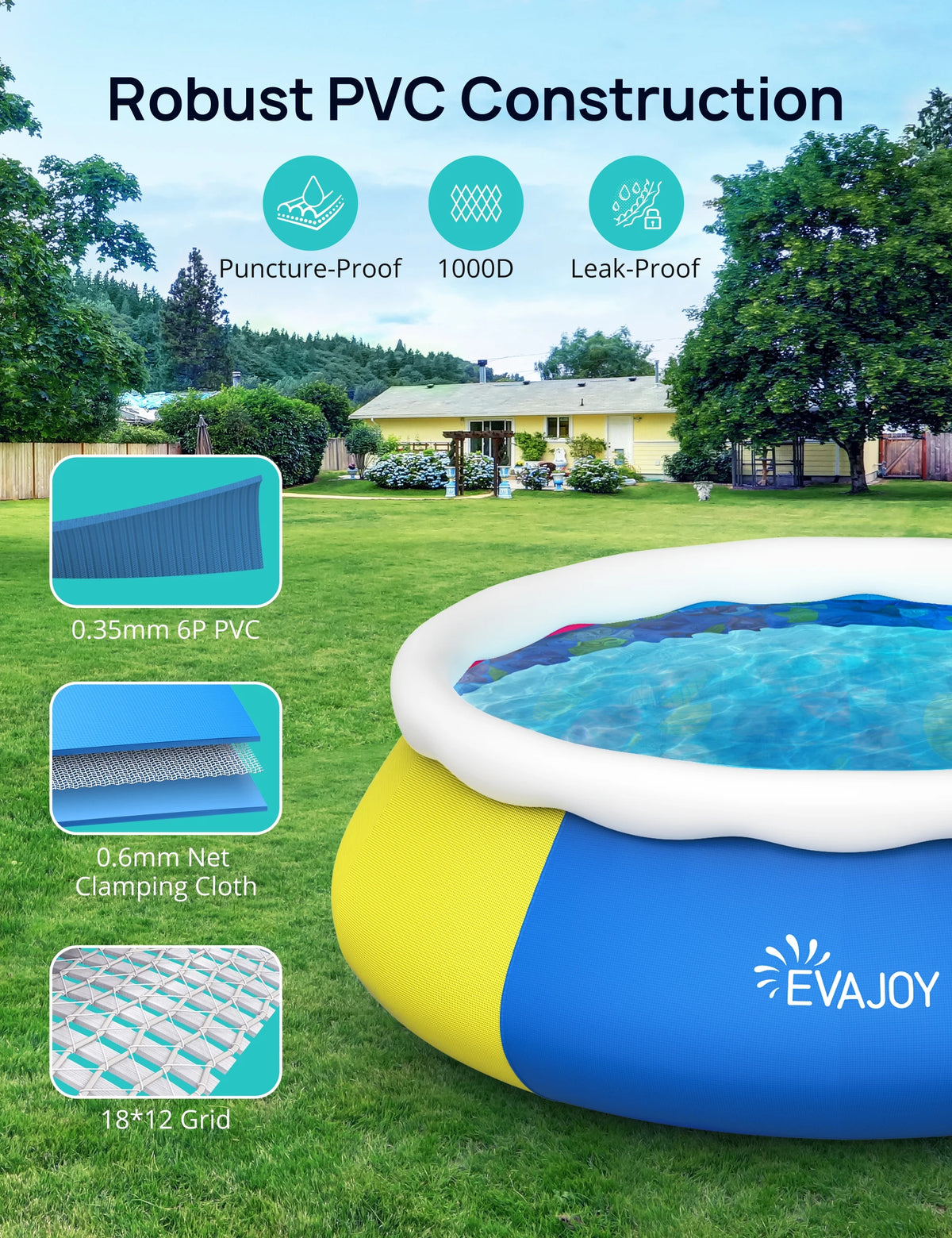 15ft 35in Above Ground Pool with Filter Pump, Ground Cloth and Cover V74276