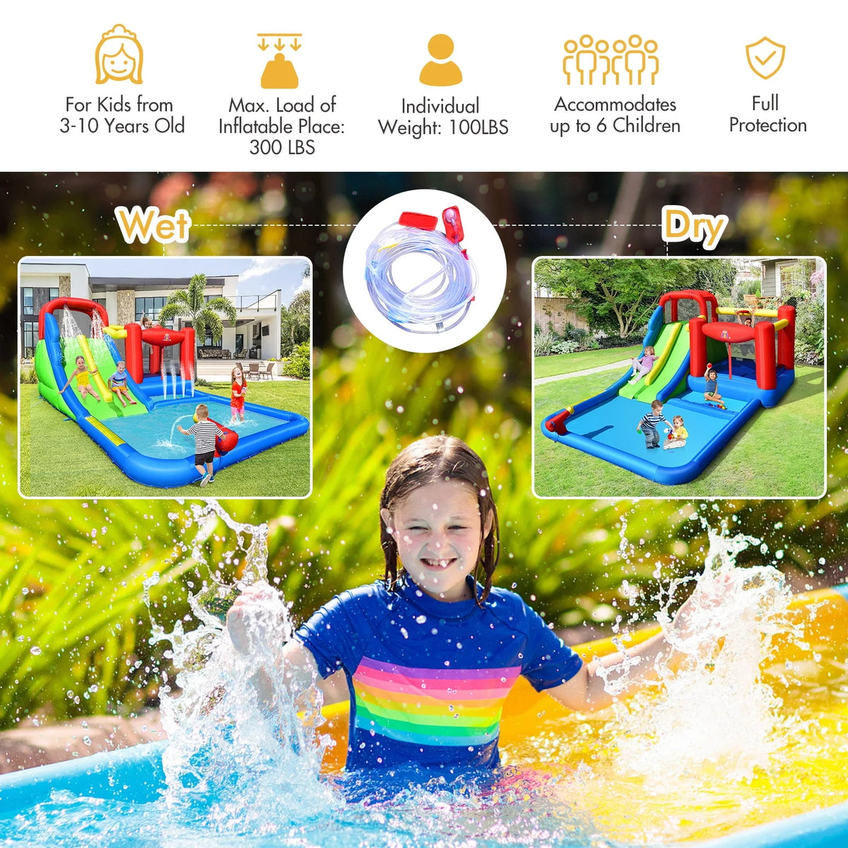 Inflatable Water Slide Kids Bounce Castle with Blower L870