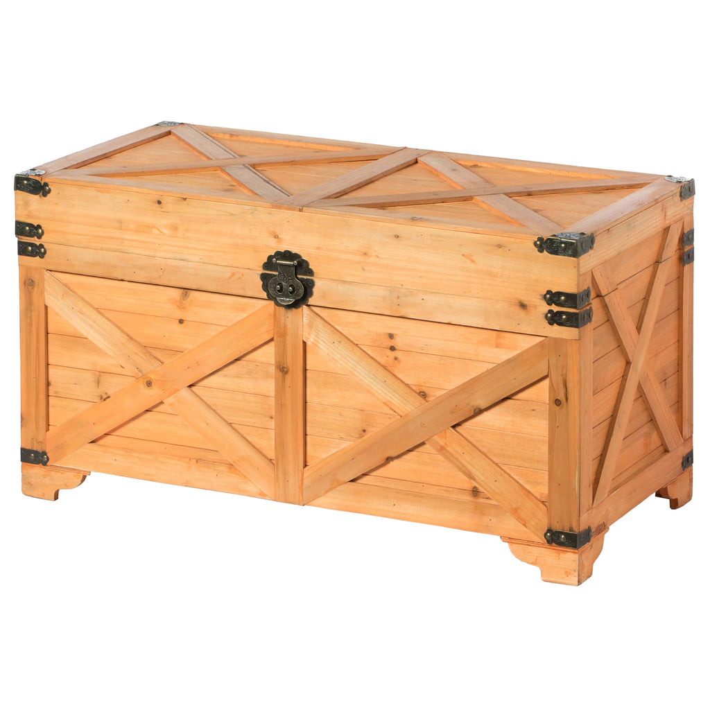 Large Decorative Farmhouse Wooden Storage Trunk Chest X937415