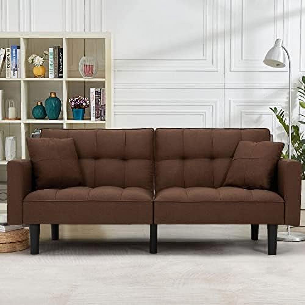 Linen Fabric Convertible Sofa Bed with Adjustable Back and Arms A503492