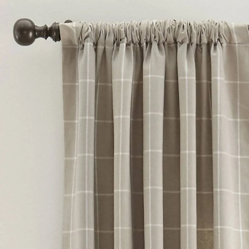 Ivory/Natural Windowpane Drapery Panel 96x22 D319