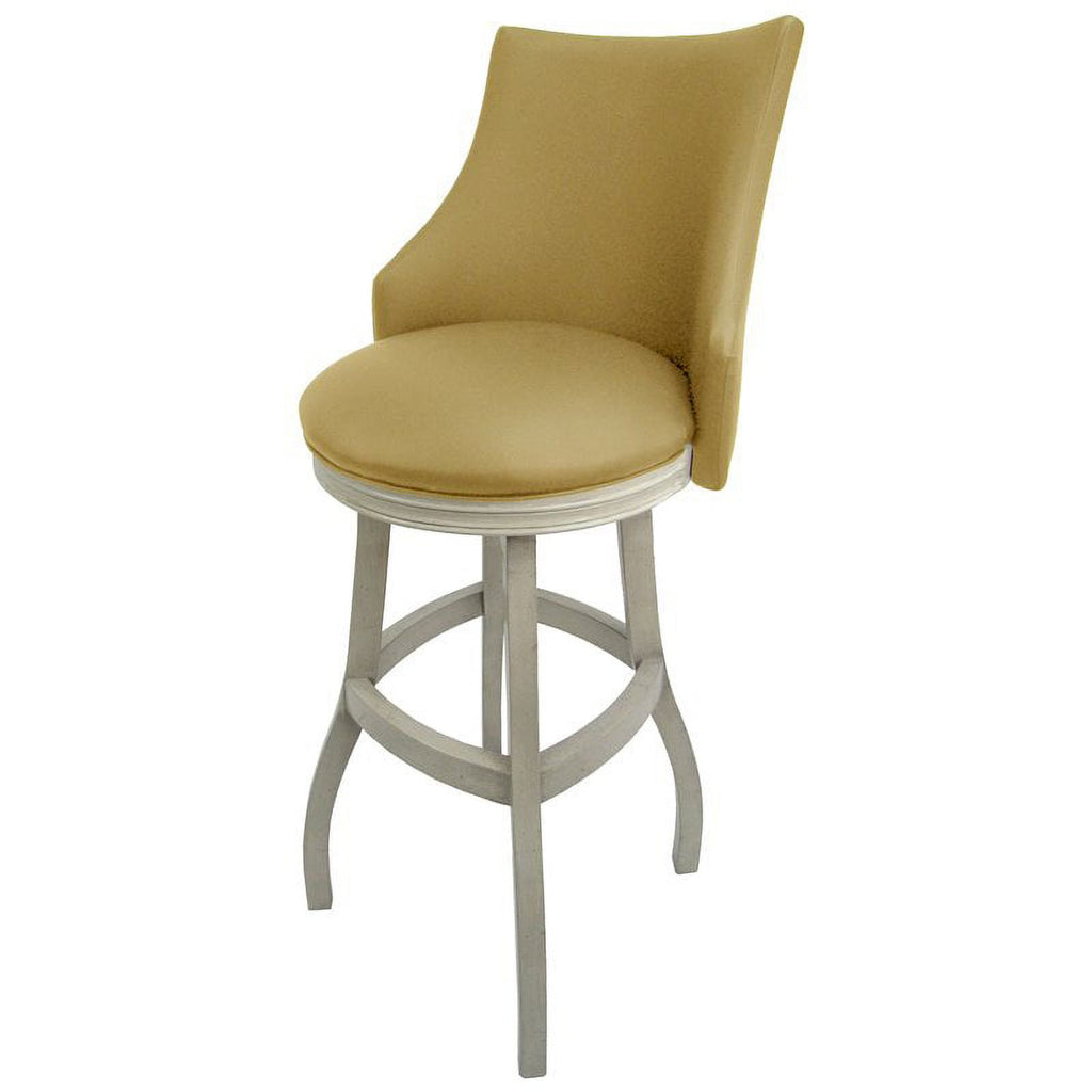 Tan & White Swivel Wood Bar Stool Set of 2 A493