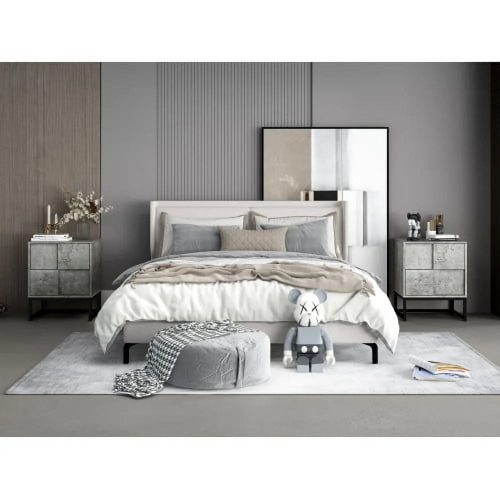 Gray 2 Drawer Wooden Storage Cabinet M6669