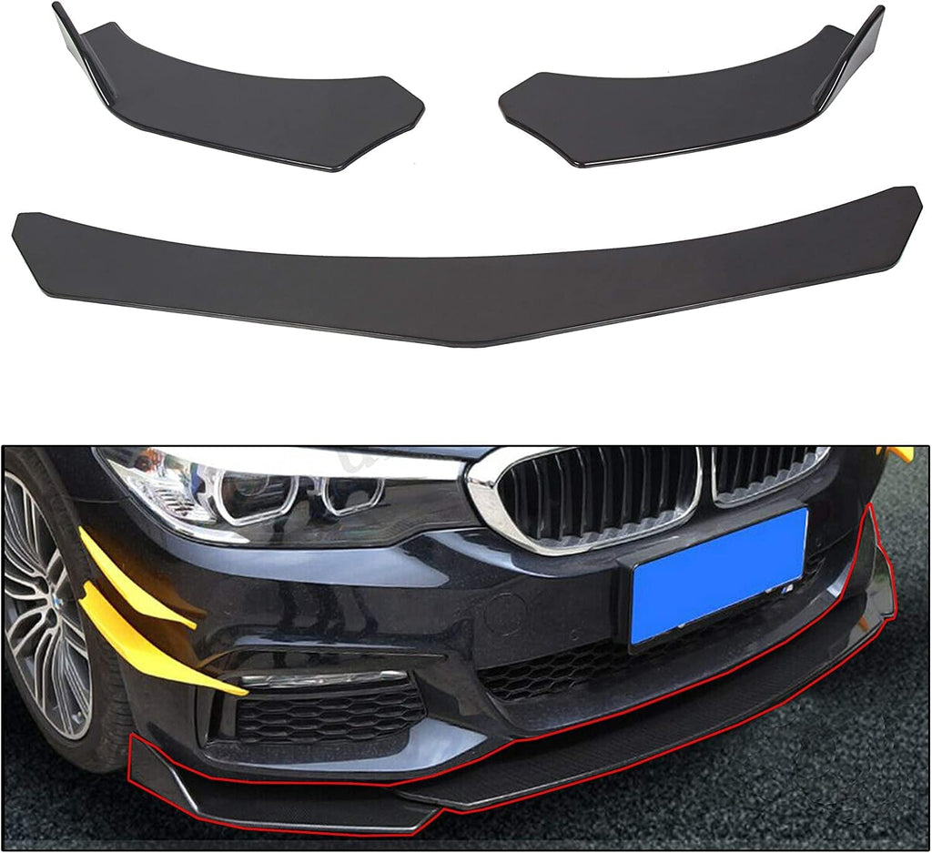 Black Universal Front Bumper Lip Chin Spoiler ABS Pack of 2 P975088