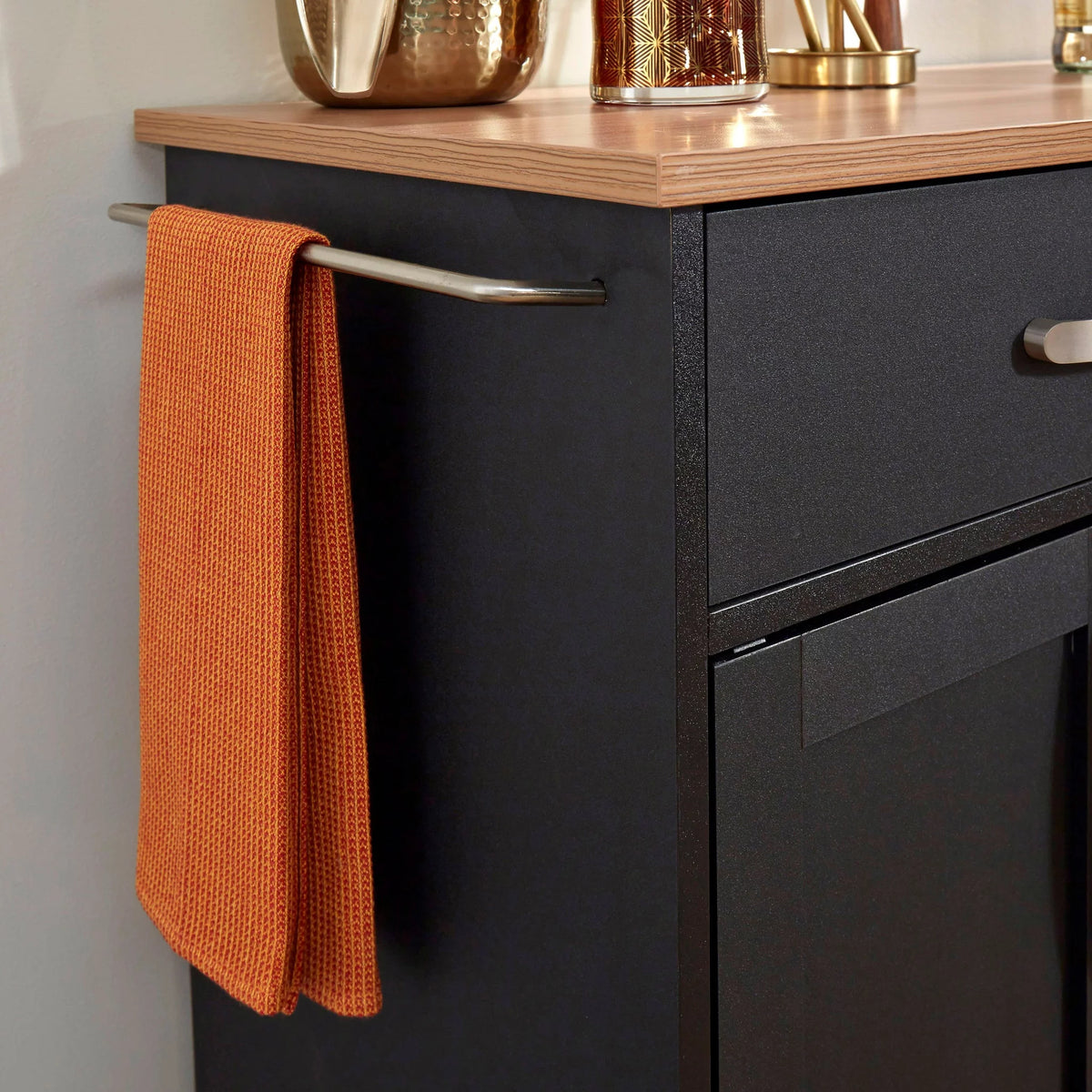 Black Wood Kitchen Cart N305435