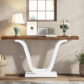 White Brown Farmhouse Console Table L49837