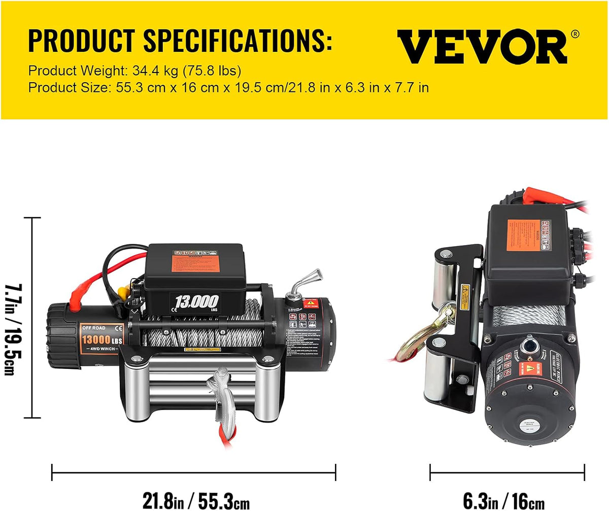 13000lbs Electric Winch with 85ft Cable Steel Y9858