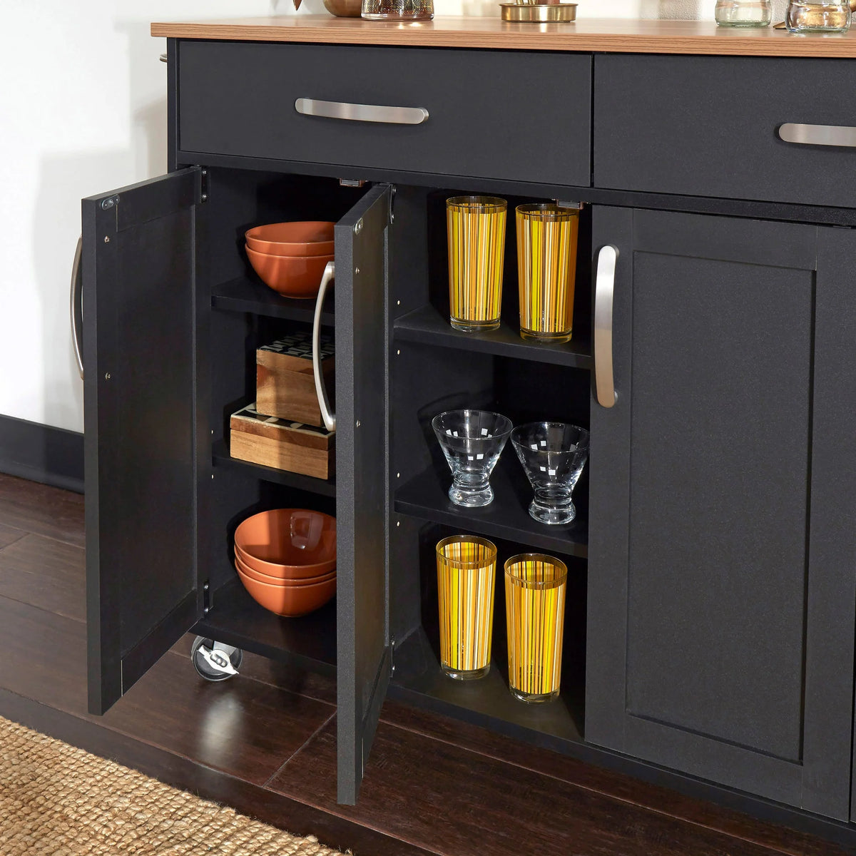 Black Wood Kitchen Cart N305435