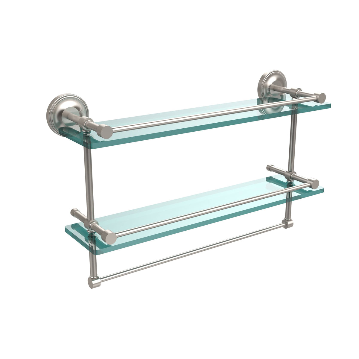 Polished Brass Double Glass Shelf with Towel Bar E983525