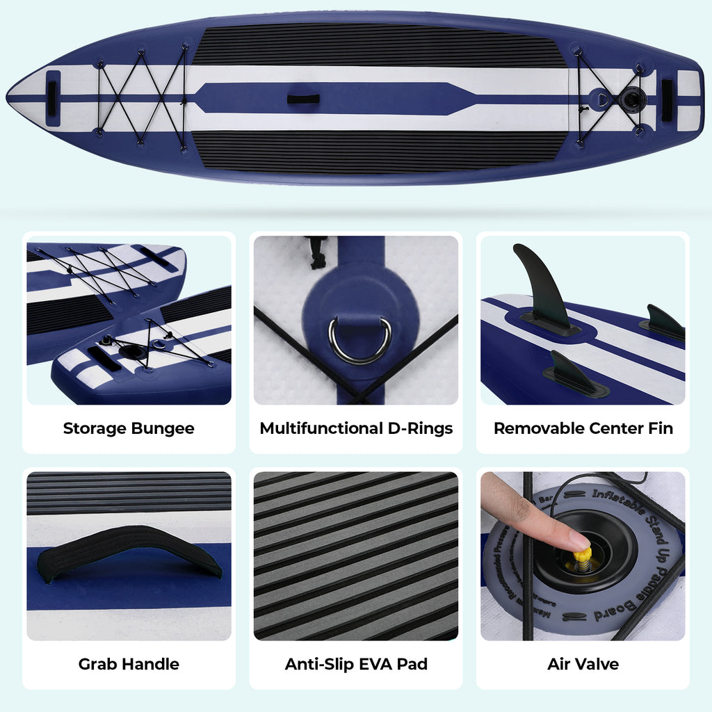 11ft Inflatable Stand Up Paddle Board with Aluminum Paddle, Leash, Backpack Z141