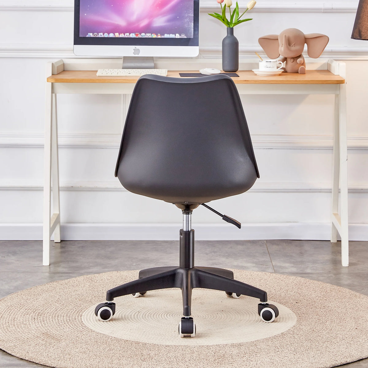 Black Adjustable 360 °Swivel Armless Computer Chair W7864