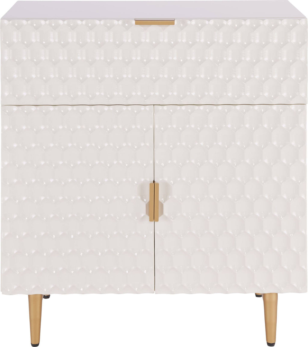White 1-Drawer Geometric Small Cabinet D270
