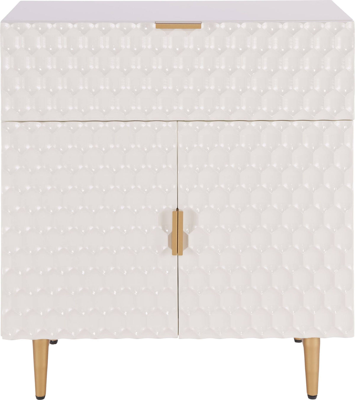 White 1-Drawer Geometric Small Cabinet D270