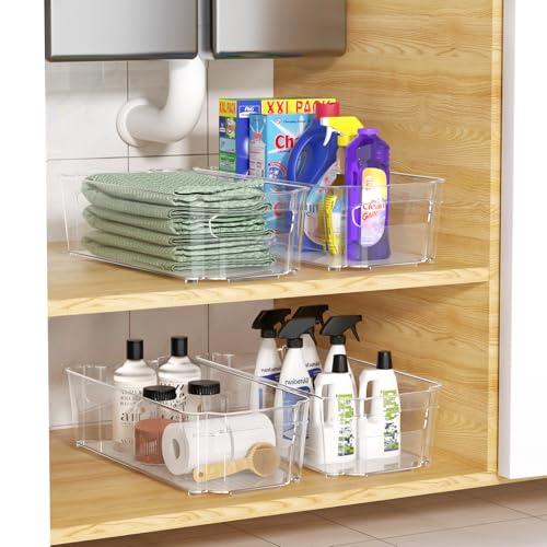 Clear BPA Free Fridge Organizer Bins with Handle, 12.5 inch 8 Pack X770415