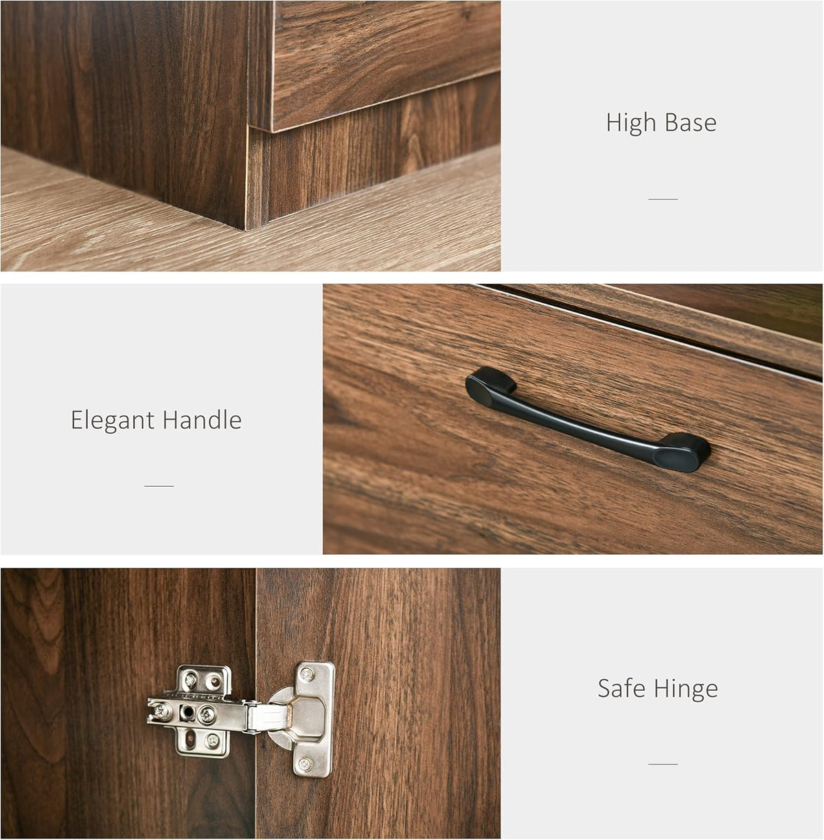 Walnut Kitchen Buffet Hutch with 3 Drawers and Sliding Door M53379