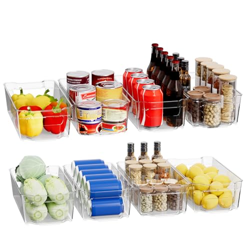 Clear BPA Free Fridge Organizer Bins with Handle, 12.5 inch 8 Pack X770415