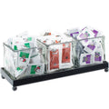3 Section Glass Condiment Jar Display with Wire, Black F363584