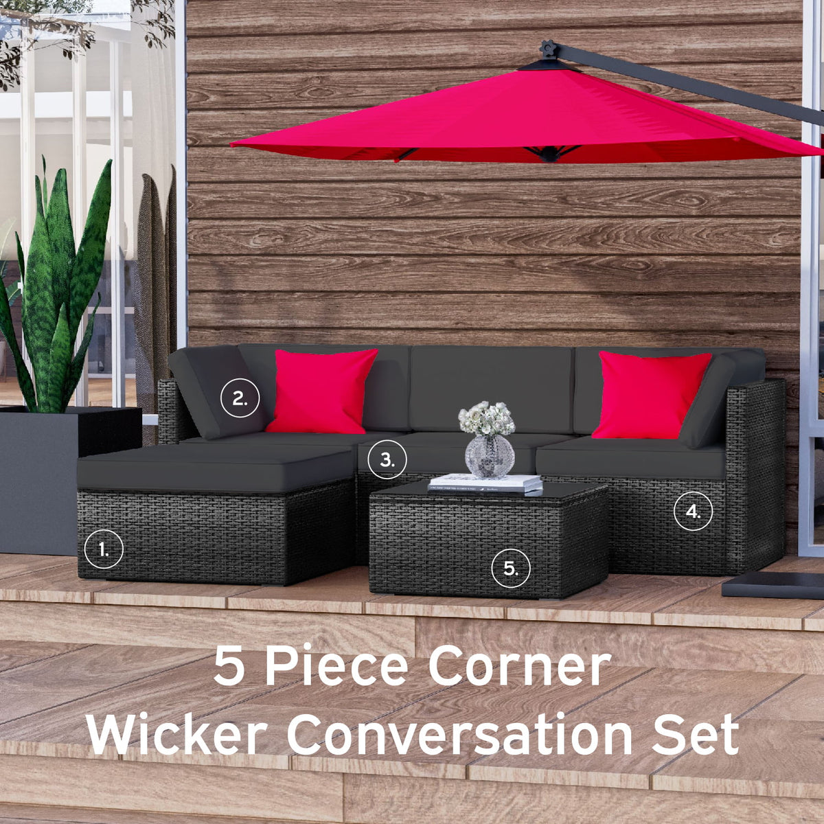 5-Piece Wicker Outdoor Patio Furniture Set C757666
