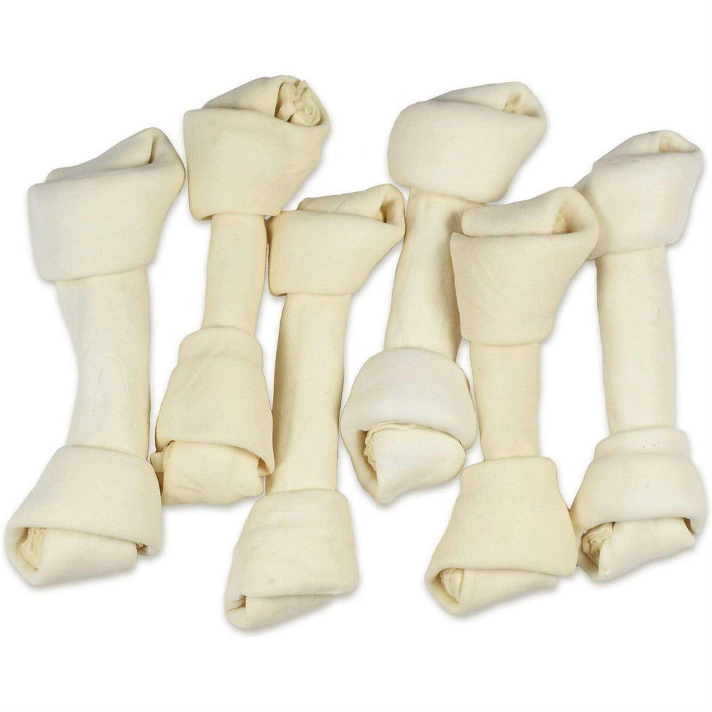 Natural White Knotted Rawhide Bone Dog Chew Treats N90497