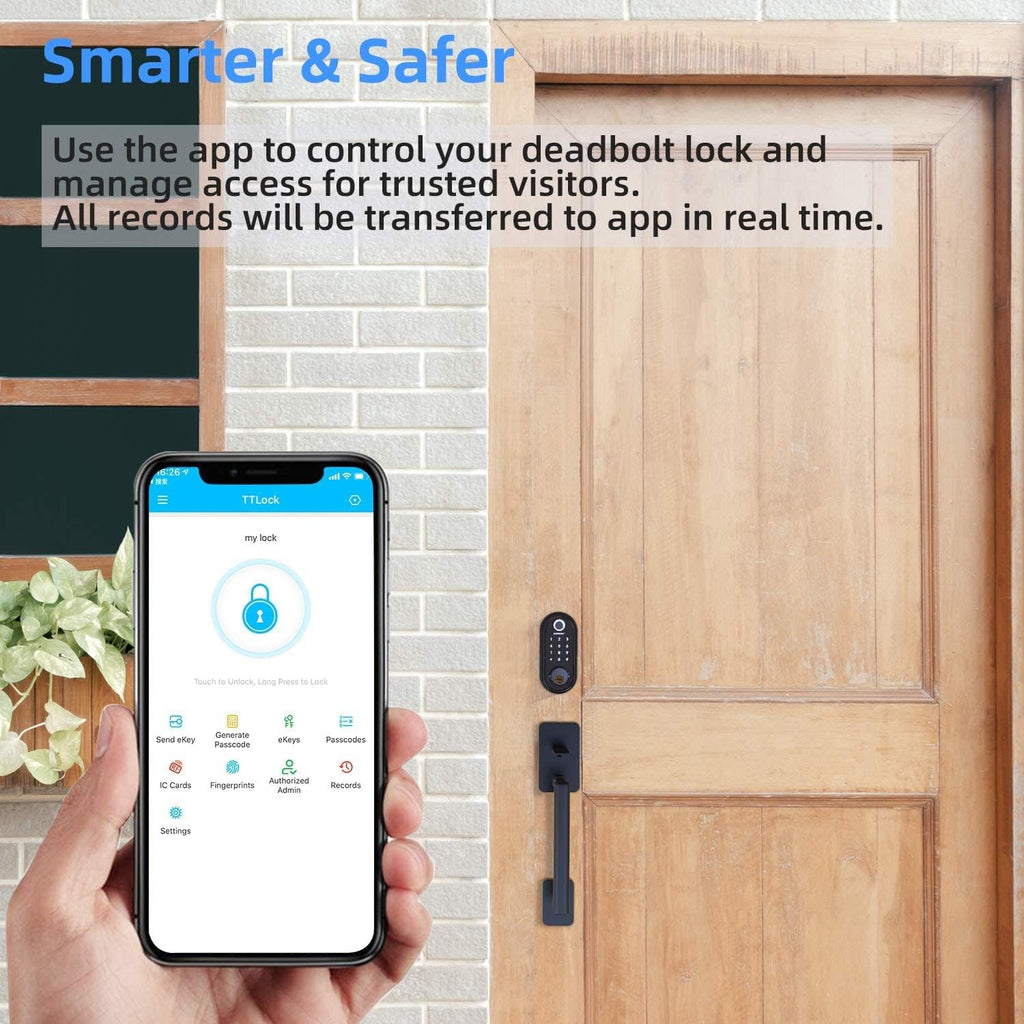Smart Lock Fingerprint Deadbolt with Touchscreen Keypad, Bluetooth ekeys, Auto Lock Keyless Entry Door Lock W167
