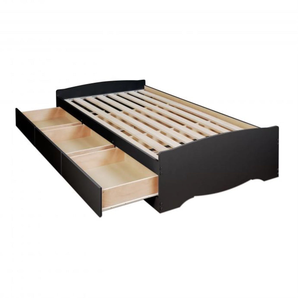 Black Twin XL Platform Storage Bed with Drawers M96600