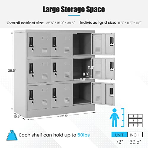 9 Door Black Steel Storage Locker with Lock J217