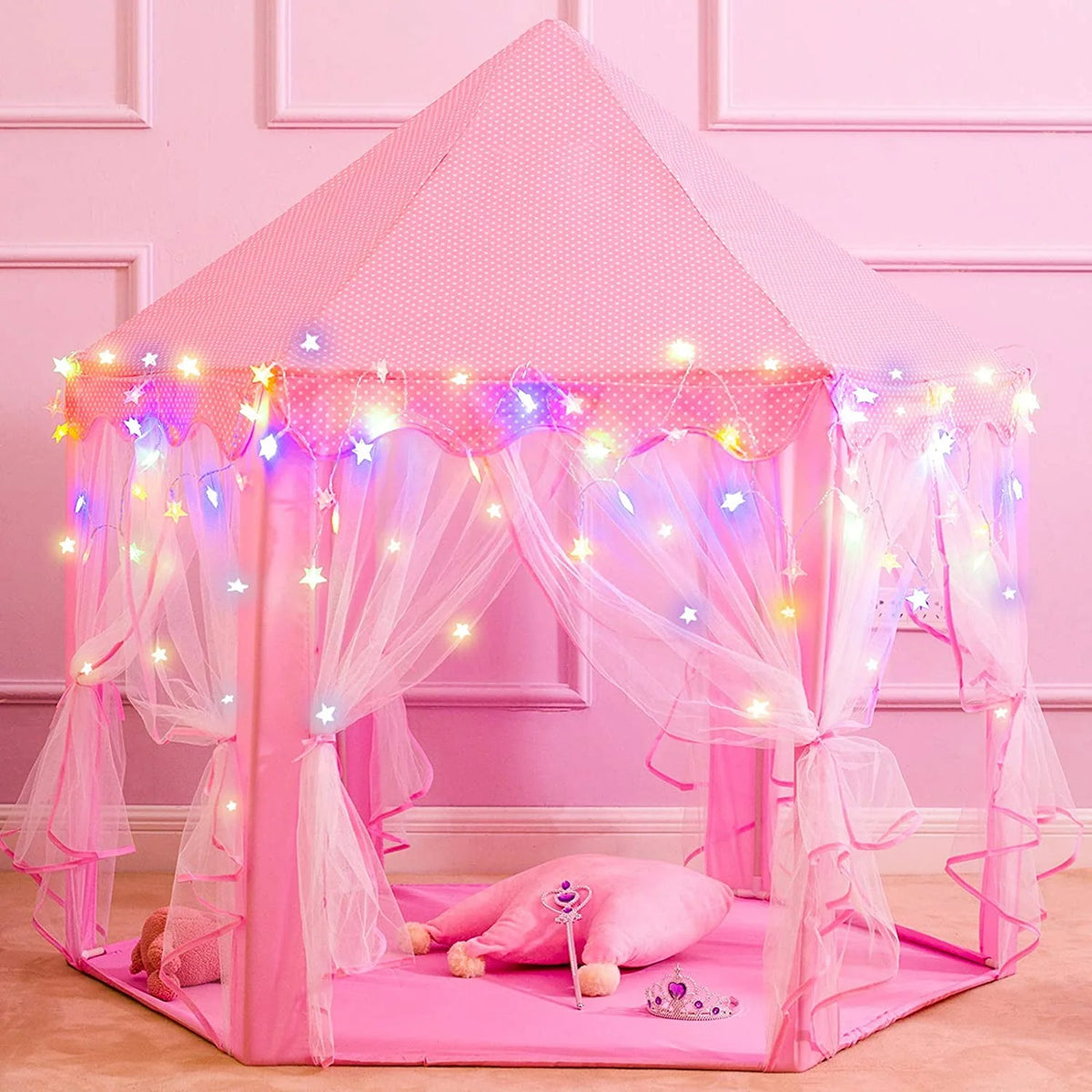 Pink Princess Tent with Star Lights L338
