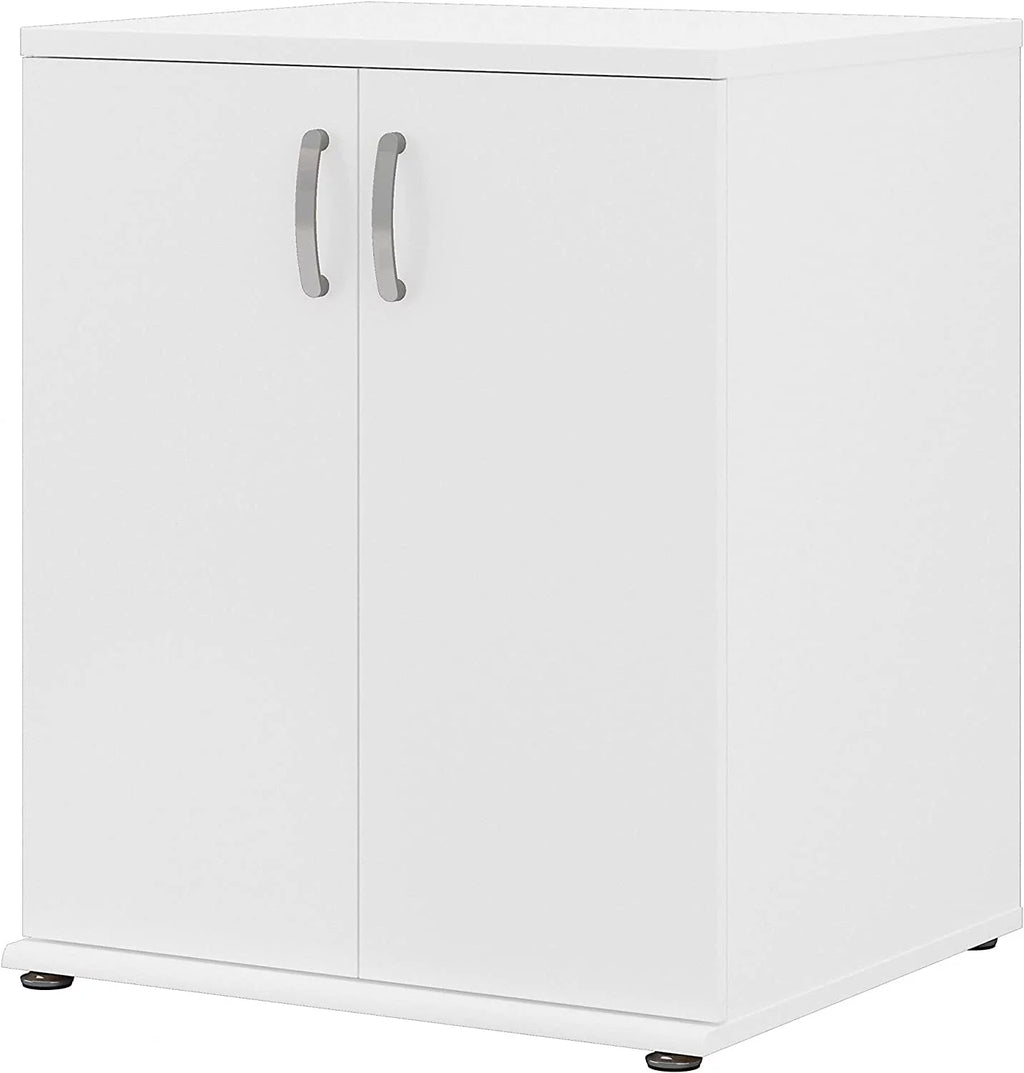 White Engineered Wood Laundry Room Cabinet with Doors C2862