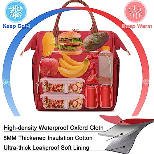 Large Insulated Lunch Tote Bag with Adjustable Strap, Pink G529