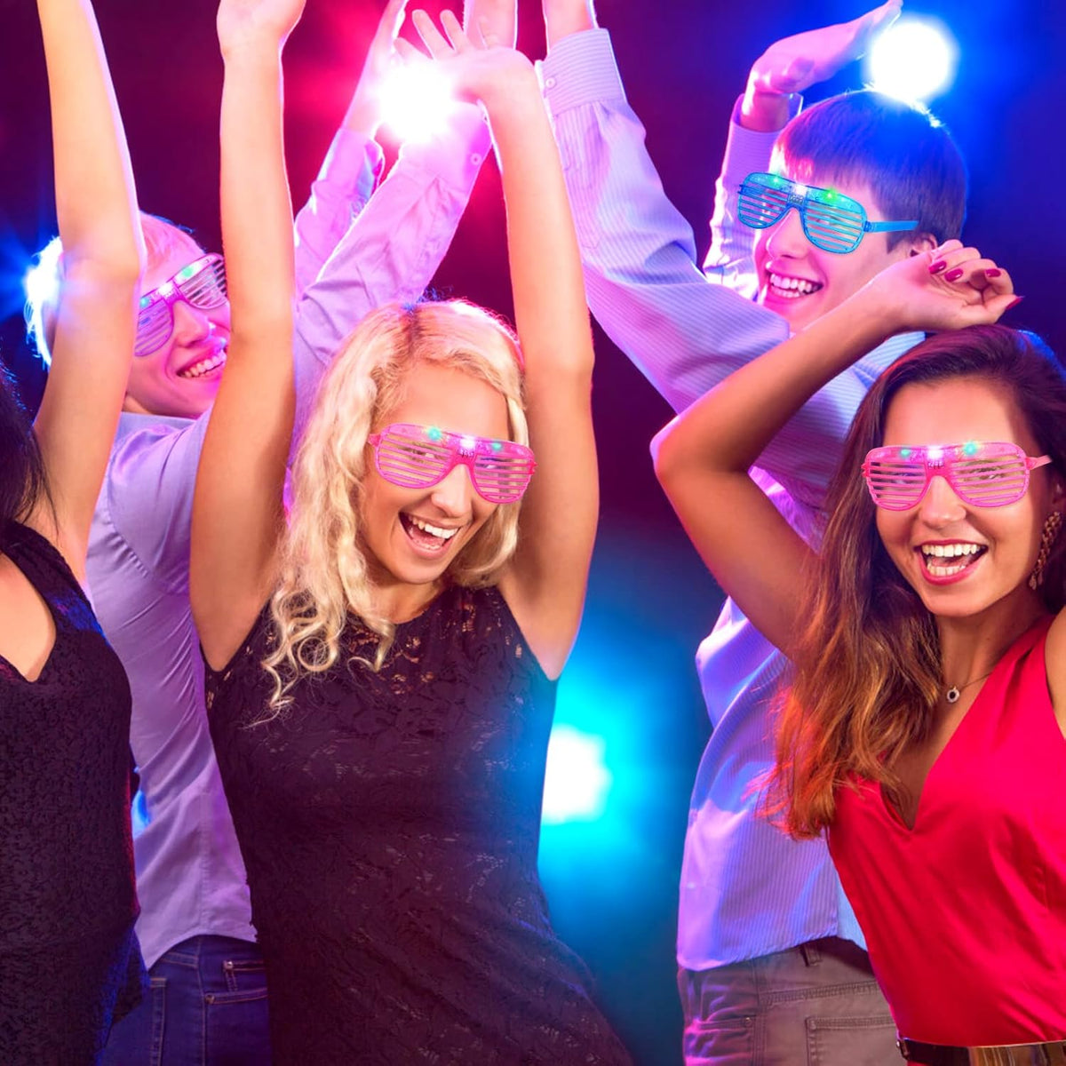 15 Pack LED Glow in The Dark Plastic Glasses U414