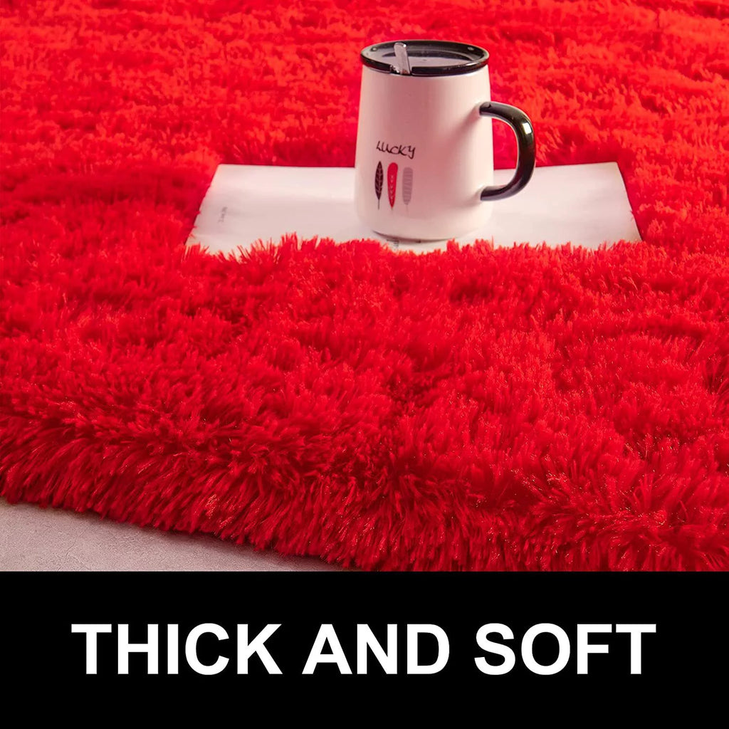 Red 6x9ft Fluffy Plush Area Rug R98019