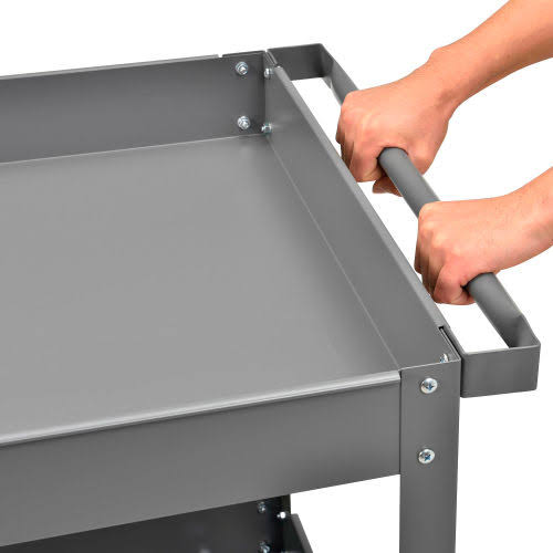 2 Shelf Deep Tray Steel Stock Cart 500 lb. Capacity V64017