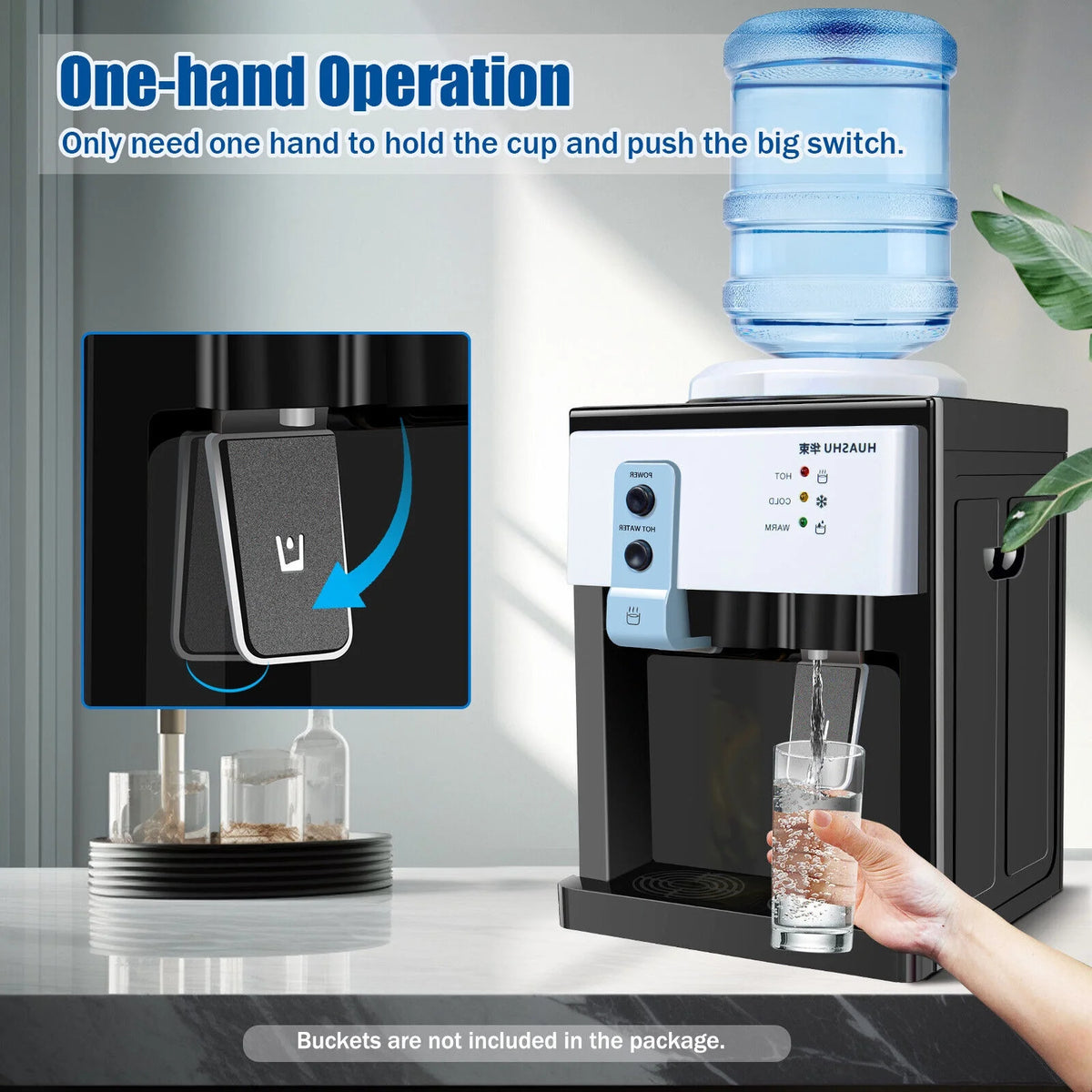 5 Gallon Top Loading Water Cooler Dispenser Hot+Cold Black Y553