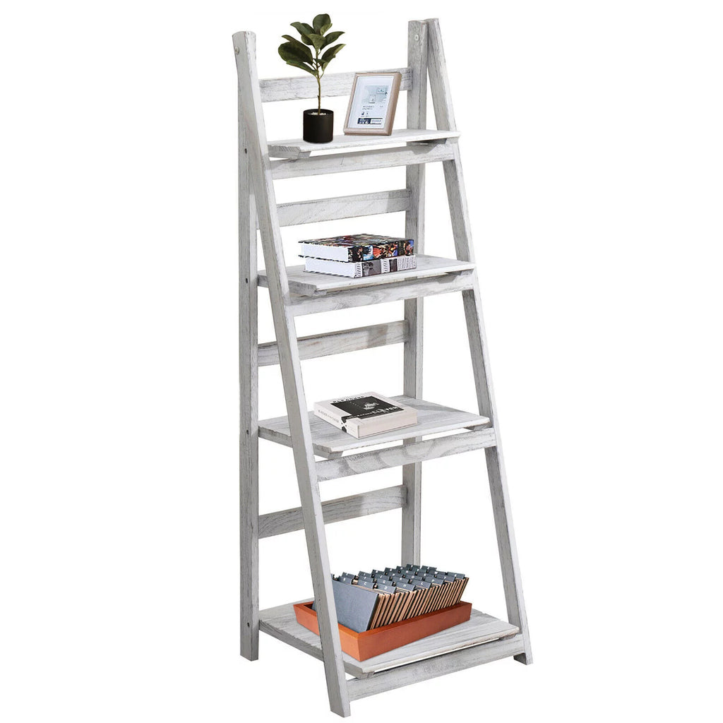 4Tier Wooden Plant Stand Foldable Ladder Shelf G87701