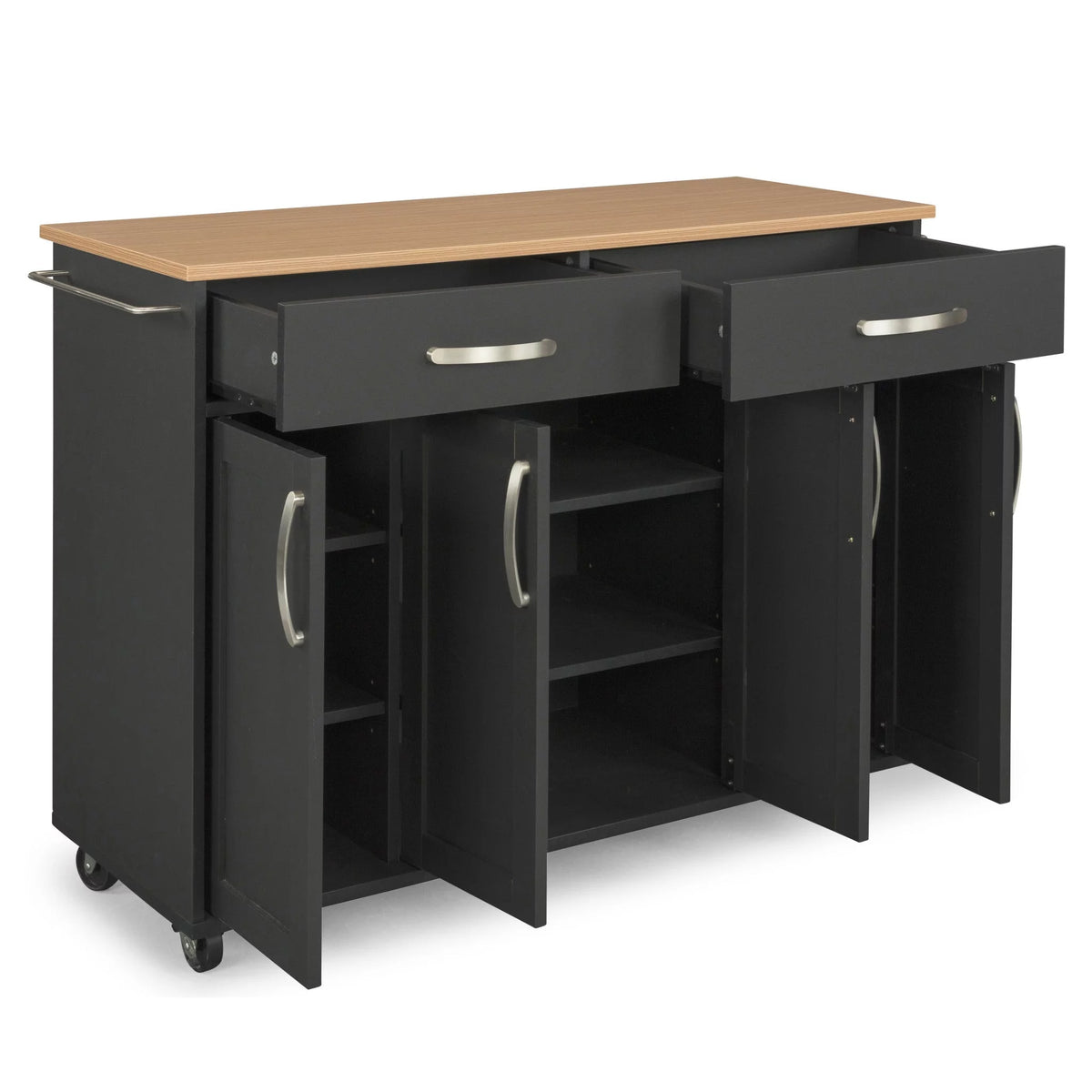 Black Wood Kitchen Cart N305435