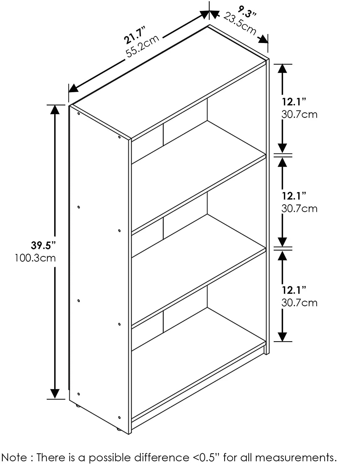 3-Tier Natural Oak Bookcase Storage Shelves P669634
