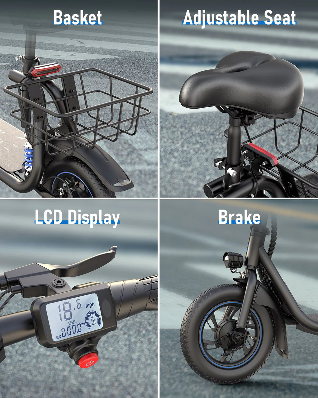 Electric Scooter with Seat and Carry Basket I546