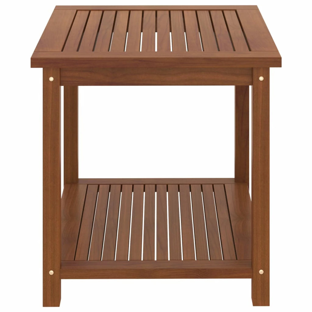 Rustic Acacia Wood Side Table with Storage Shelf Q2458