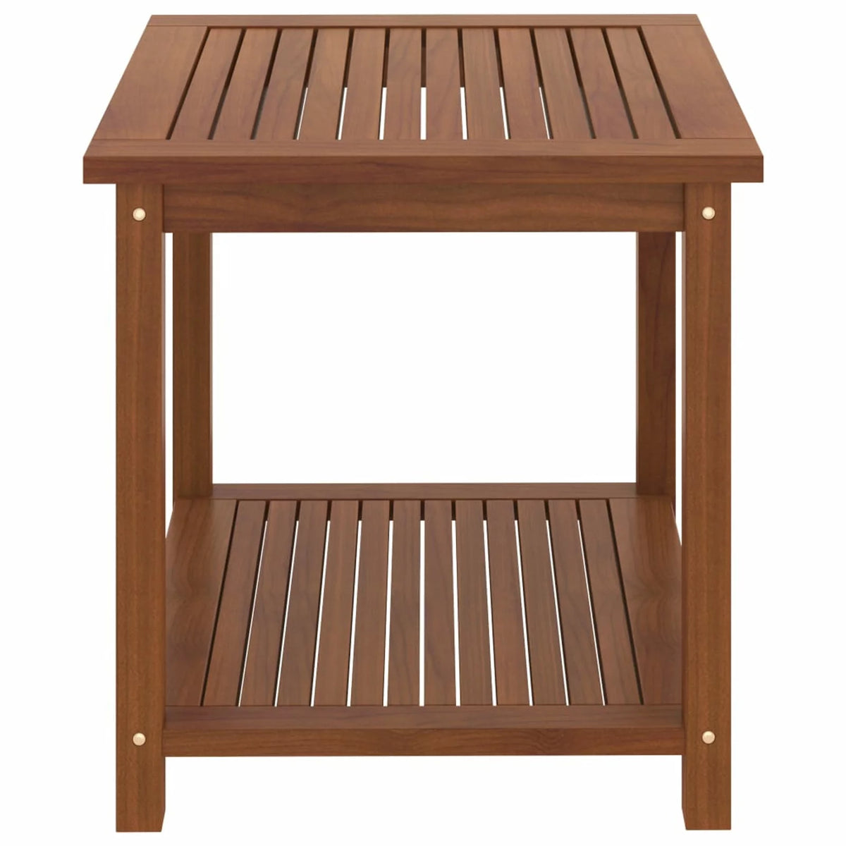 Rustic Acacia Wood Side Table with Storage Shelf Q2458