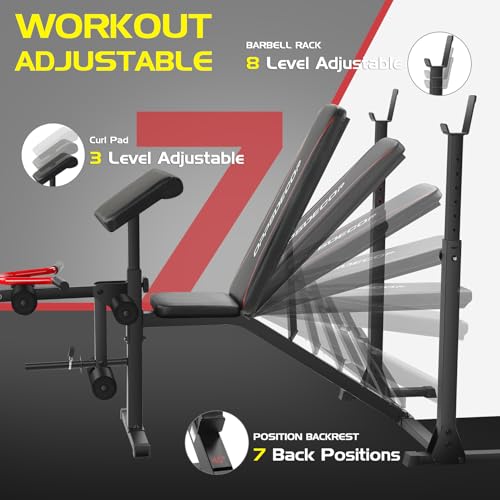 Weight Bench Set with Squat Rack and Leg Extension E1593