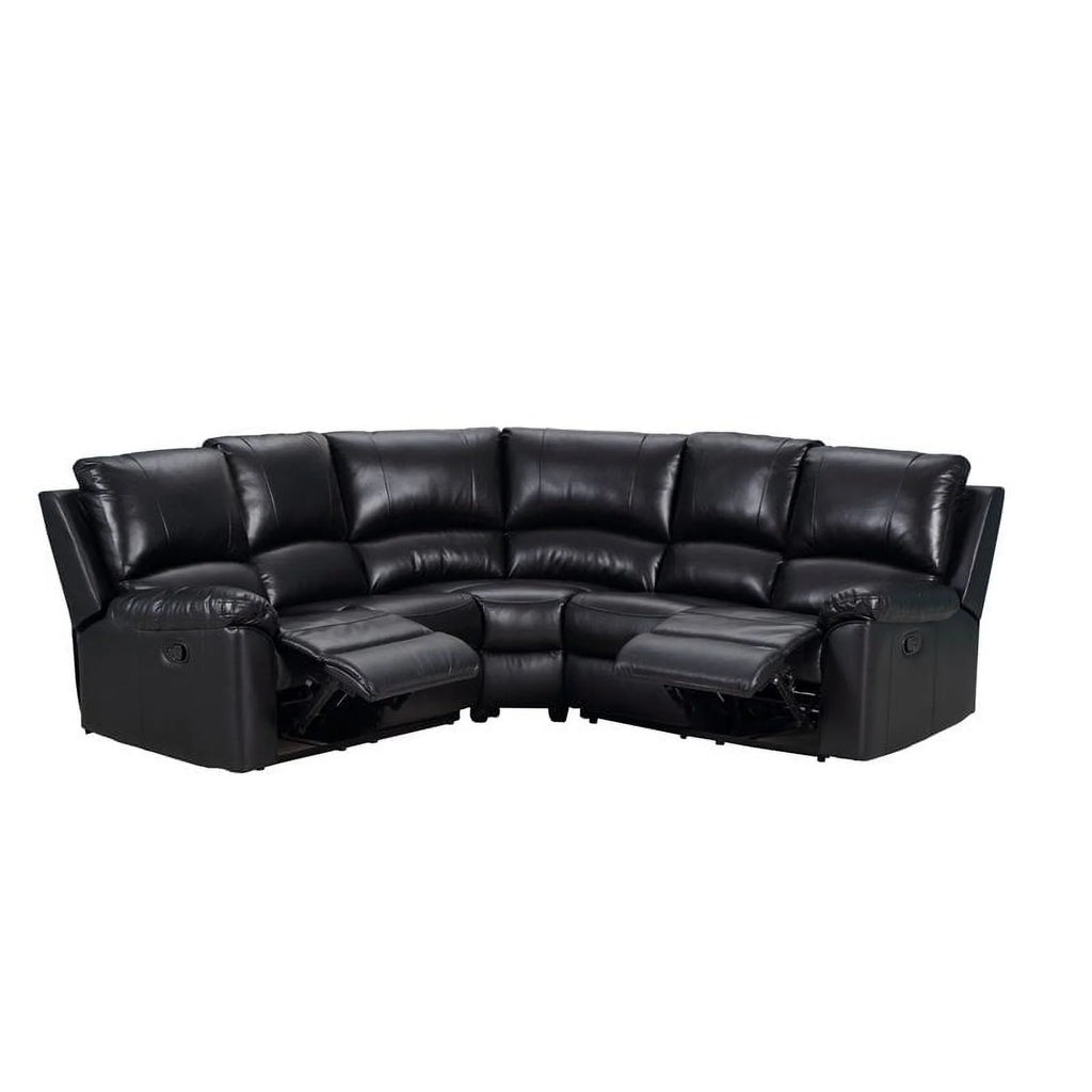 Black Faux Leather Sectional W8119