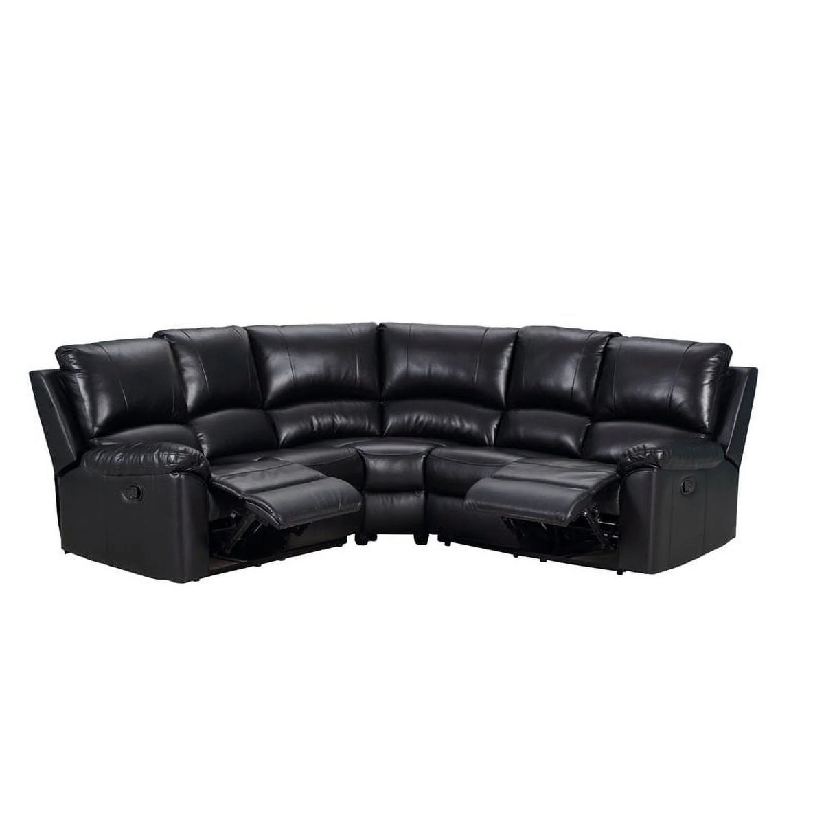 Black Faux Leather Sectional W8119
