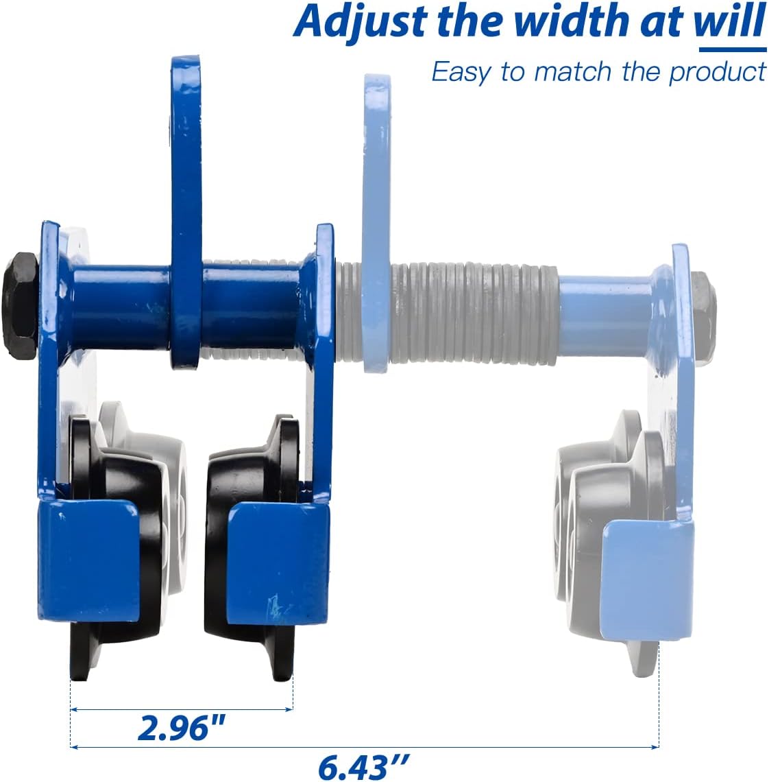 Heavy Duty Push Beam Trolley, 4400LBS Capacity, 3-6.5 in Adjustable Flange O85684