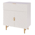 White 1-Drawer Geometric Small Cabinet D270