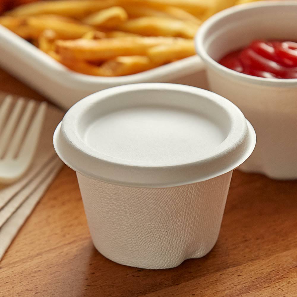 4 oz Compostable Sugarcane Portion Cup Lids N261161