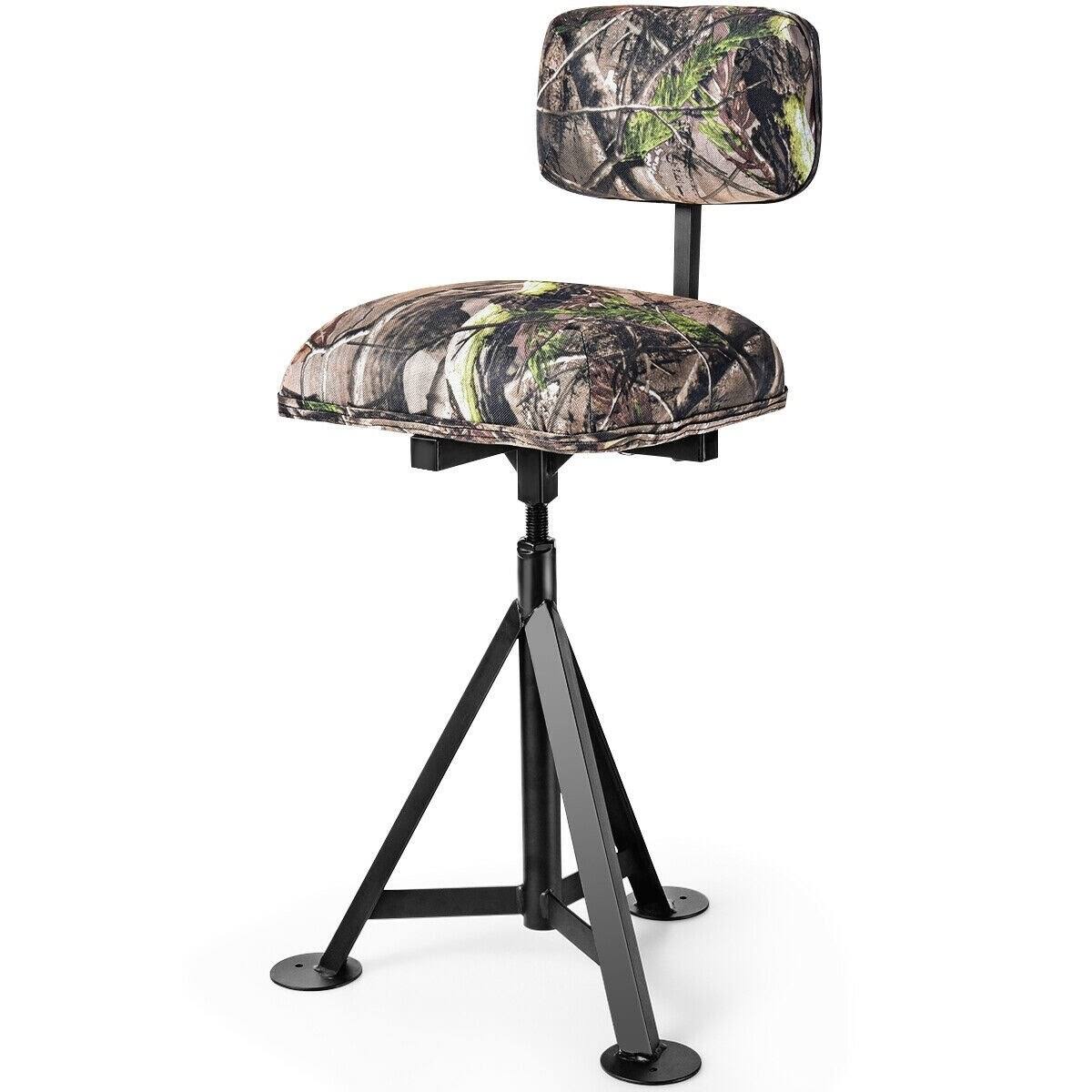 Camouflage Swivel Hunting Tripod Blind Stool with Detachable Backrest G123911