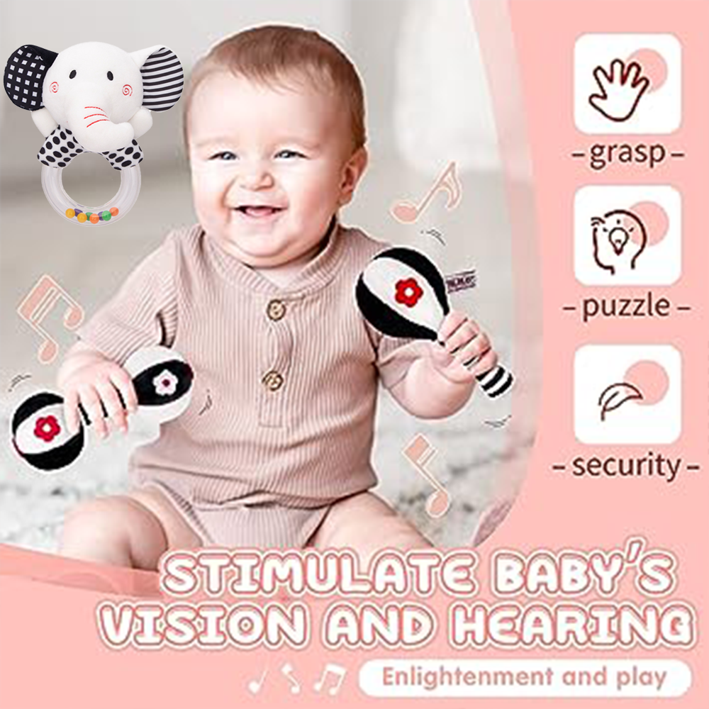 3PCS Soft High Contrast Black and White Baby Rattles S106902